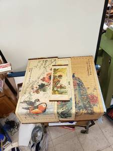 lot 8165 image: set 4 Asian wall scrolls wbirds 1- 612 x 16, 3- 12 12 x 30