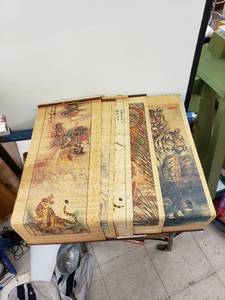 lot 8166 image: set of 5 Asian wall scrolls wtigers 12 12 x 30