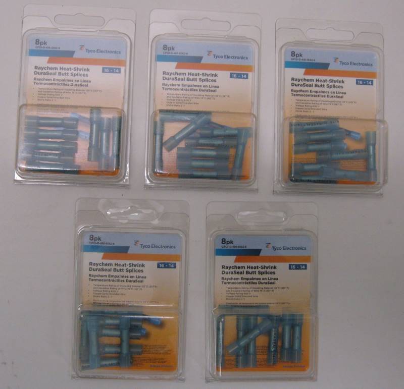 lot 2554 image: 50 TYCO AMP Butt Splice Vinyl 16-14 AWG BLUE