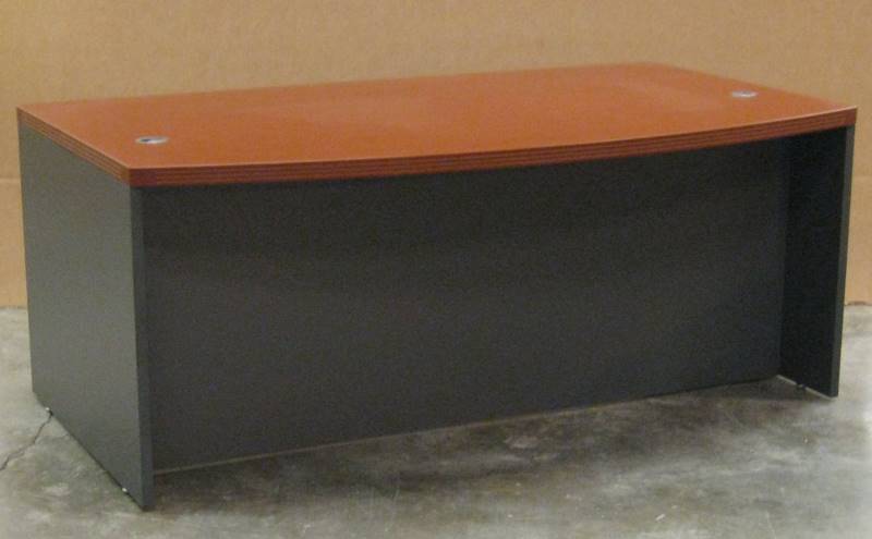 lot 1980 image: Mayline Aberdeen 72 Bow Front Wood Desk ABD7242