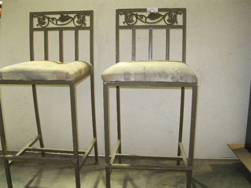 lot 1973 image: Cushioned Bar Stools (Set of Two)
