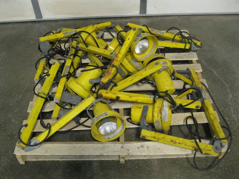 lot 1957 image: Loading Dock Lighting Heads with Arms Set of 9