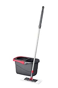 lot 5295 image: Rubbermaid Microfiber Flat Spin Mopping Floor Care System with Wringer Bucket (2104526), Red (B0857JG4ZZ)