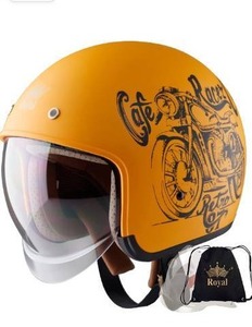 lot 5296 image: Royal M139 Open Face Motorcycle Helmet - Retro Motorcycle Helmets, Vintage & Classic Style, 34 Vespa Helmet, Multi-Sport Impact Protection with Unique Design for Adult Women and Men Small