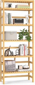 lot 5300 image: Homykic Bookshelf, 6-Tier Bamboo Adjustable 63.4 Tall Bookcase Book Shelf Organizer Free Standing Storage Shelving Unit for Living Room, Kitchen, Bedroom, Bathroom, Office, Rust Resistance, Natural