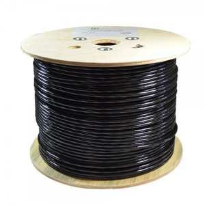 lot 5301 image: Bare Copper 1000ft CAT6 550Mhz Outdoor  Direct Burial Solid Ethernet Cable 23AWG Waterproof Wire HDPE insulated Polyethylene (PE) Pass Fluke Test for Indoor  Outdoor Installations Drum Black