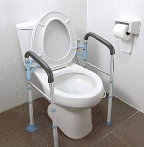 lot 5307 image: OasisSpace Stand Alone Toilet Safety Rail - Heavy Duty Medical Toilet Safety Frame for Elderly, Handicap and Disabled - Adjustable Bathroom Toilet Handrails Grab Bar, Fit Any Toilet