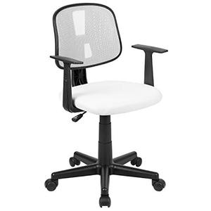 lot 5314 image: Flash Furniture Flash Fundamentals Mid-Back White Mesh Swivel Task Office Chair with Pivot Back and Arms