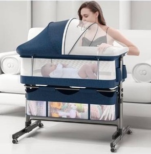 lot 5319 image: 3 In 1 Baby Bassinet, Infant Master Bedside Sleeper for Baby, Baby Bassinets with Storage Basket, Easy Folding Sleeper for Newborn, Adjustable Baby Crib, Portable Foldable Baby Bed