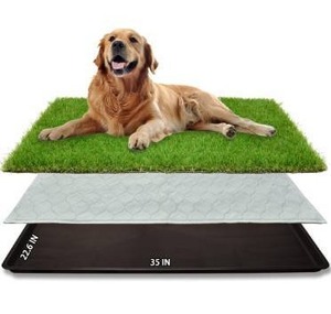 lot 5325 image: Dog Grass Large Potty Patch, Artificial Dog Grass Bathroom Turf for Pet Training, Washable Puppy Pee Pad, Perfect IndoorOutdoor Portable Potty Pet Loo (Tray system-35X22.6)