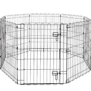 lot 5353 image: Amazon Basics Foldable Metal Exercise Pet Play Pen for Dogs, Single Door, 60 x 60 x 30 Inches, Black