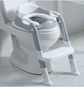 lot 5373 image: Potty Training Seat Boys Girls,Toddlers Potty Training Toilet Seat Ladder,Kids Potty Seat Toilet Chair Step Stool (GrayWhite)
