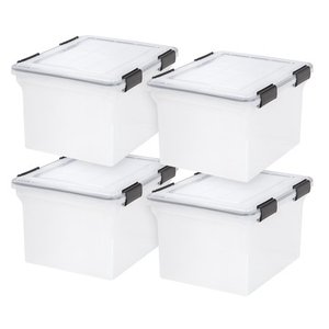 lot 5374 image: IRIS USA WeatherPro Letter and Legal Size Plastic File Box Set of 4