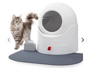 lot 5375 image: Bolux Non-Electric Self Cleaning Cat Litter Box, Large Space Cat Litter Box with Lid, Odor Removal Automatic Cat Litter Box for Multiple Cats ( with Litter Mat )