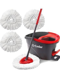 lot 5398 image: Cedar Easywring Microfiber Spin Mop & Bucket Floor Cleaning System