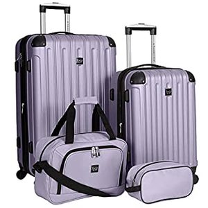 lot 8061 image: Travelers Club Midtown Hardside Luggage Travel Set, Lilac, 4-Piece Set
