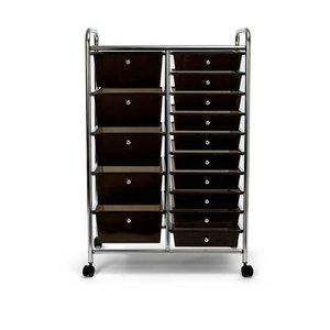 lot 8063 image: Seville Classics 15-Drawer Organizer Cart Black