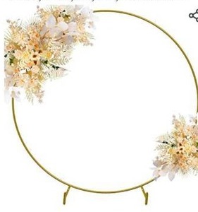 lot 8072 image: Wokceer 7.2FT Gold Round Backdrop Stand Metal Circle Wedding Balloon Arch Frame Backdrop Floral Background Decoration