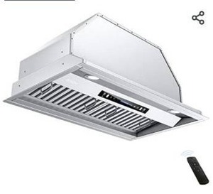 lot 8088 image: IKTCH 36 inch Built-inInsert Range Hood 900 CFM, DuctedDuctless Convertible Duct, Stainless Steel Kitchen Vent Hood with 2 Pcs Adjustable Lights and 3 Pcs Baffle Filters with Handlebar(IKB02-36)