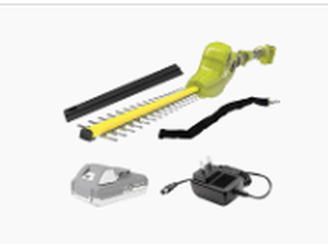 lot 5336 image: Sun Joe - 24V-PHT17-LTE 24-Volt iON Cordless Pole Hedge Trimmer Kit  17-Inch  W 2.0-Ah - Green