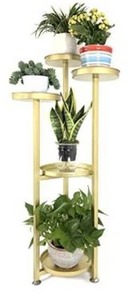 lot 8129 image: Plant Stand Indoor,Metal Outdoor Plant Shelf Tall for Small Plants,39 inches in Height,Tiered Plant Holder Table Plant Pot Stand for Living Room Corner Balcony Window Patio,Gold 5 Tiers)