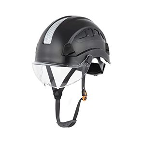lot 8137 image: Defender Safety H1-CH Safety Helmet Hard Hat with Visor ANSI Z89.1 for Construction (Black wvisor)