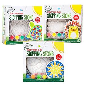 lot 8140 image: Creative Roots Paint Your Own Stepping Stones Multipack with Turtle, Hedgehog & Sun Stepping Stones by Horizon Group USA