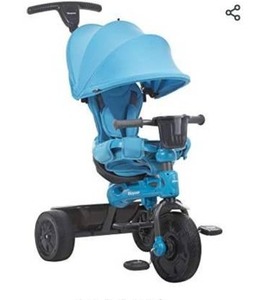 lot 8143 image: Joovy Tricycoo 4.1 Kids Tricycle, Push Tricycle, Toddler Trike, 4 Stages, Blue