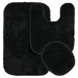 lot 8161 image: 3pc Finest Luxury Ultra Plush Washable Nylon Bath Rug Set Black - Garland