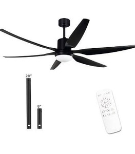 lot 5419 image: Ohniyou 66Ceiling Fan with Lights Remote Control, Large Ceiling Fan Black, 6 Blades 6 Speeds Ceiling Fan Light for Outdoor Indoor Patio Living Room Porch Office Garage Shop Factory Warehouse
