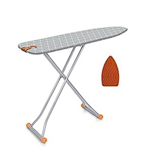 lot 5443 image: happhom Compact Space Saver Ironing Board with Extra Thick Heavy Duty Padded Cotton Cover, Height Adjustable, Lightweight and Easy Storage with Smart Hanger, for Small Spaces, Laundry Rooms or Dorms (B091J1PF69)
