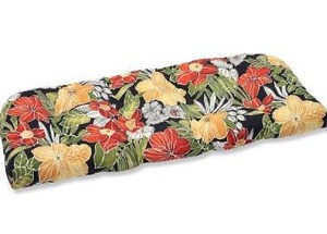 lot 5457 image: Pillow Perfect OutdoorIndoor Clemens Noir Tufted Loveseat Cushion