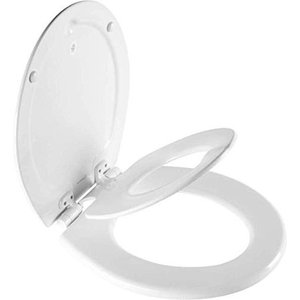lot 5469 image: MAYFAIR 888SLOW 000 NextStep2 Toilet Seat with Built-In Potty Training Seat, Slow-Close, Removable that will Never Loosen, ROUND, White