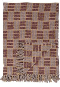 lot 5474 image: Bloomingville Woven Recycled Cotton Blend Fringe Blanket Throw, Single, Multicolor