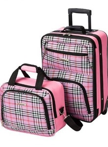 lot 5479 image: Rockland Fashion Softside Upright Luggage , Pink Cross, 1-Piece (19)