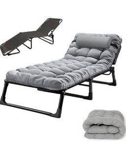 lot 5480 image: Soliles Reclining Chairs with Mattress,Outdoor Patio Folding Lounge Chair for Sun Tanning,Adjustable 4-Position Portable Folding Chaise Camping Cot for Adult,Perfect Chair for PoolBeachSunbathing
