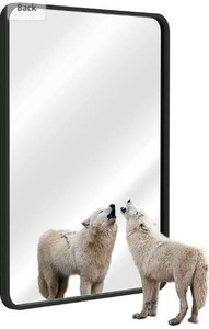 lot 5497 image: FTMIR 24 x 32 Inch Black Rectangle Mirror Bathroom Rectangular Wall Mounted Mirror with Premium Aluminum Matte Rounded Corner Frame(Horizontal or Vertical Suspension)