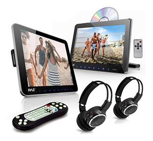 lot 5499 image: Universal Car Headrest Mount Monitor - 10.5 Inch Vehicle Multimedia DVD Player - Dual Audio Video Entertainment wHDMI, Wide TV LCD Screen, Wireless Headphones & Mounting Bracket - Pyle PLHRDVD101KT