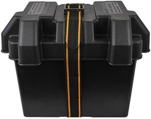 lot 5511 image: Attwood 9069-1 Standard Acid-Resistant Series 24 Non-Vented Marine Boat Battery Box, Black