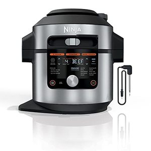 lot 5524 image: Ninja OL701 Foodi 14-in-1 SMART XL 8 Qt. Pressure Cooker Steam Fryer with SmartLid & Thermometer  Auto-Steam Release, that Air Fries, Proofs & More, 3-Layer Capacity, 5 Qt. Crisp Basket, SilverBlack