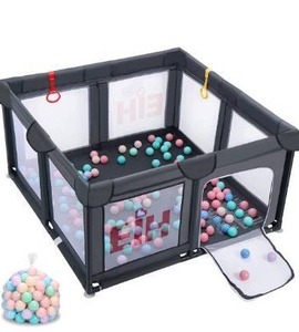 lot 5531 image: EIH Baby Playpen, Playpen for Babies and Toddlers Indoor & Outdoor Kids Activity Center with 50 Ocean Balls Small Baby Playard Breathable Mesh Kids Safety Play Area, 47in x 47in (Dark Grey