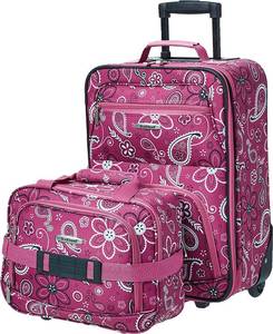 lot 5347 image: Rockland 2 Piece Pink Bandana Design Luggage Set