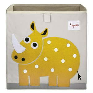 lot 1095 image: 3 Sprouts - Childrens Foldable Fabric Storage Cube Box Soft Toy Bin, Yellow Rhino
