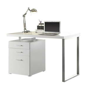 lot 1113 image: Coaster Company Home Furnishings Modern Contemporary Office Desk with File Cabinet - White