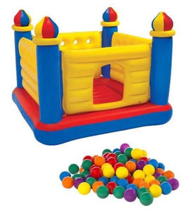 lot 1128 image: Intex Inflatable Jump O Lene Ball Pit Outdoor Castle Bouncer With 100 Play Balls