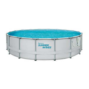 lot 1134 image: Summer Waves Elite 14 Foot Metal Frame Above Ground Pool Set with Filter Pump