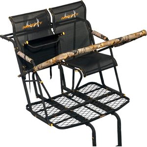 lot 1136 image: Muddy MLS2800 Rebel 2.5 Tree Stand 17 Ladder Stand, Lumbar Style 1.5 seat Design, Flex-Tek Seats flip up for Full Platform use, Black, One Size (B07J163CSG)