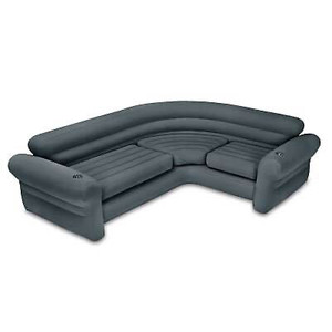 lot 1139 image: Intex Inflatable Indoor Corner Couch Sectional Sofa w Cupholders, Gray