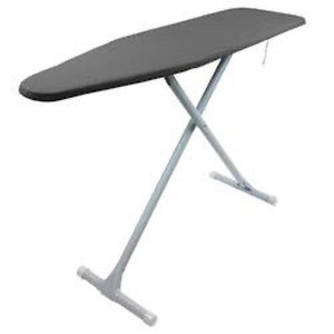 lot 1140 image: Homz Products Homz T Leg Ironing Board with Cotton Cover & 53 by 13 Inch Steel Top, Gray