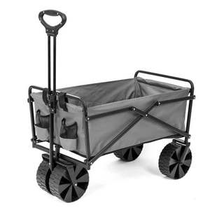 lot 1141 image: Seina Manual 150 Pound Capacity Folding Utility Beach Wagon Outdoor Cart Gray